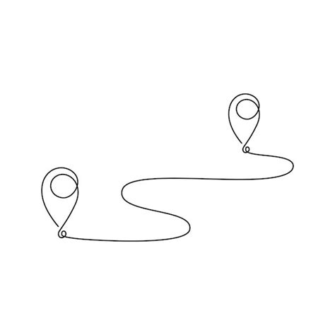 a single line drawing of a person walking down a path with a pin in the middle