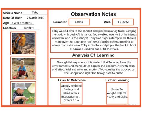 Observation Notes - Aussie Childcare Network