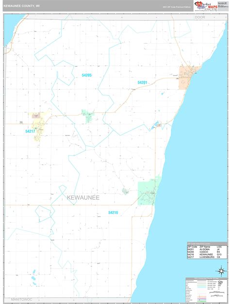 Kewaunee County, WI Wall Map Premium Style by MarketMAPS - MapSales