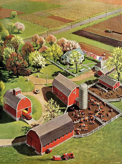 Aerial View Of Farm Drawing by C.j. Sternberg - Pixels