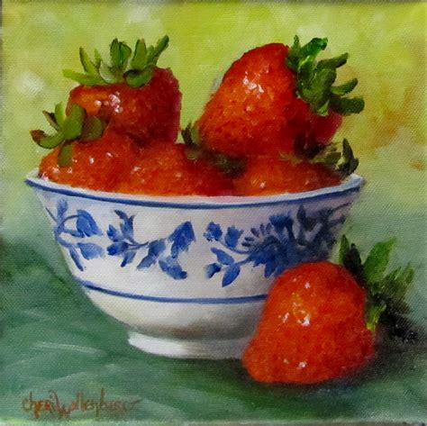 Dancing Brush - Art by Cheri Wollenberg: Strawberries in Blue and White ...