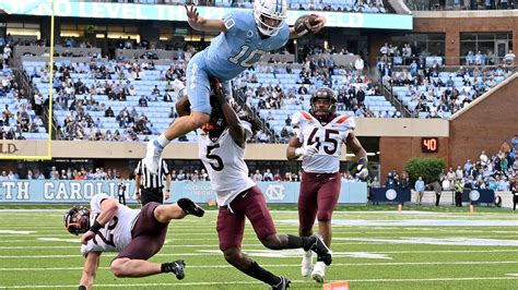 UNC football QB Drake Maye leaves Virginia Tech game briefly