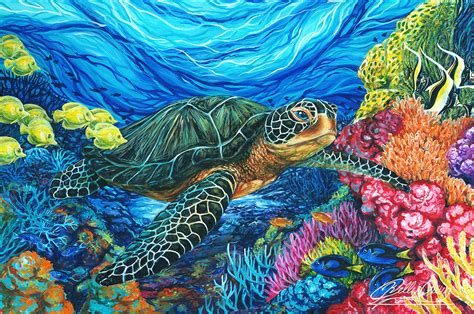 Neu Green Sea Turtle Artwork