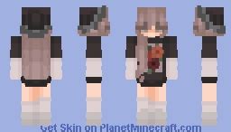 Girl with Flower Shirt and Beanie Minecraft Skin