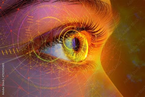 Human Cyborg AI Eye Open angle glaucoma eye drop. Eye optic nerve assessment optic nerve lens ...