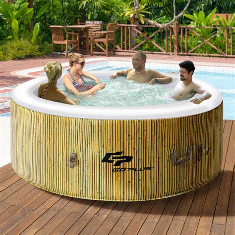 Costway: Goplus 4 Person Inflatable Hot Tub Outdoor Jets Portable Heated Bubble Massage Spa ...