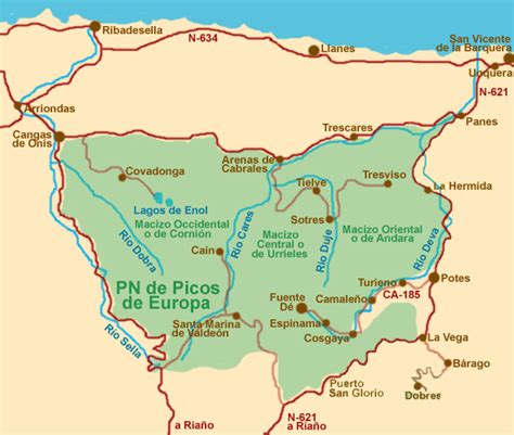 Picos De Europa Mapa Fisico