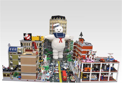 Giant LEGO Stay Puft Marshmallow Man Attacks Ghostbusters in LEGO NYC ...