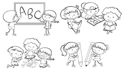 Premium Vector | Set of doodle kids character