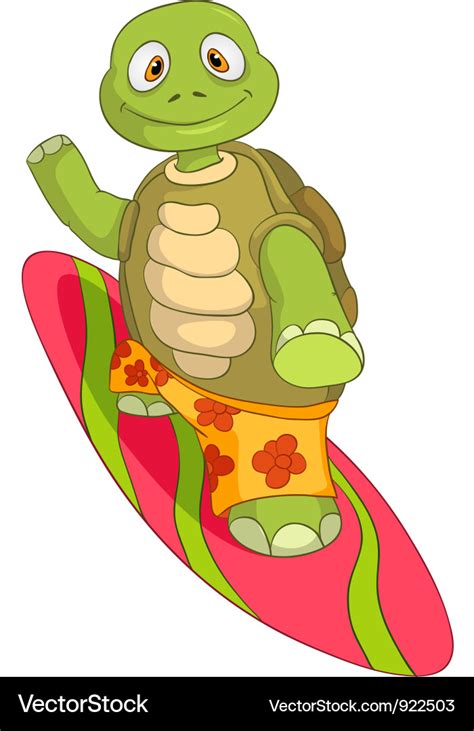 Funny turtle surfing Royalty Free Vector Image