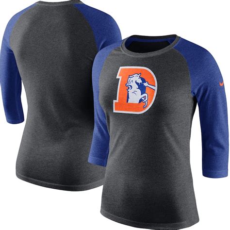 Women's Denver Broncos Nike Charcoal/Royal Marled Throwback Logo Tri ...