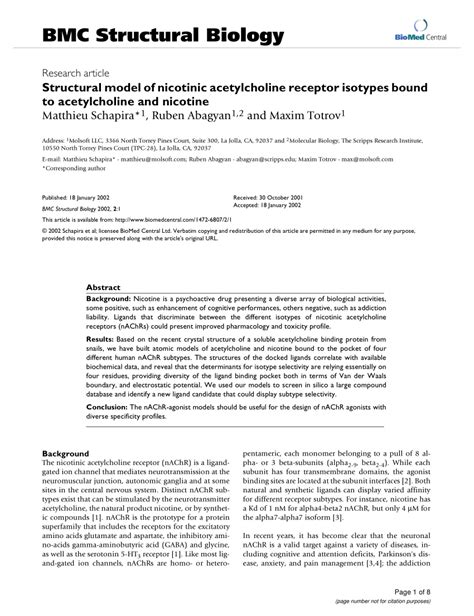 (PDF) Structural model of nicotinic acetylcholine receptor isotypes ...