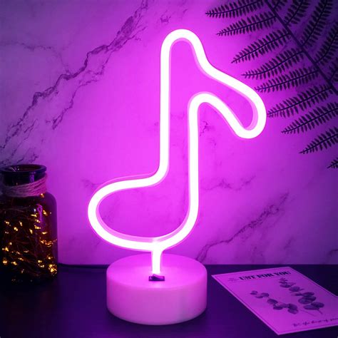 Buy YIVIYAR LED Musical Note Neon Lights LED Music Notes Neon Light USB/Battery Powered Bedroom ...