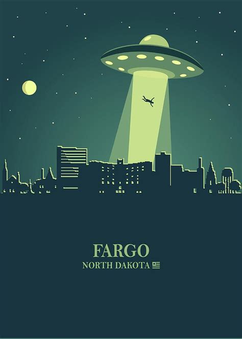 Fargo City Skyline Ufo Night Digital Art by Ahmad Nusyirwan