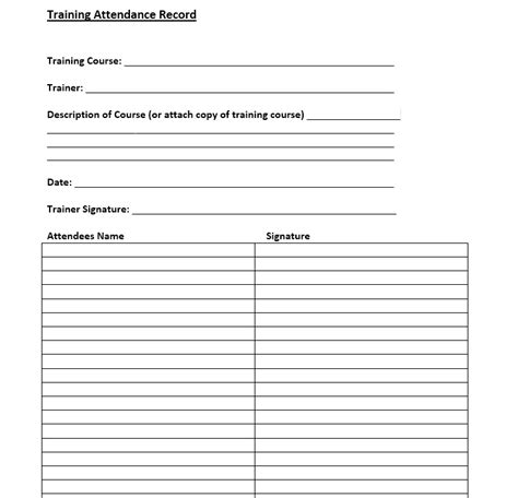 Sample Training Attendance Sheet