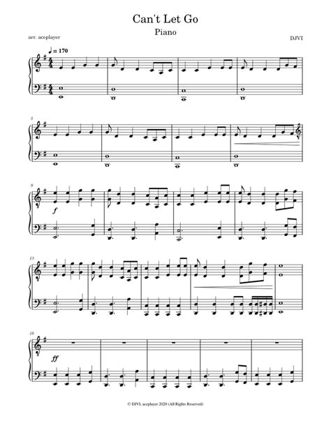 Can't Let Go Sheet music for Piano | Download free in PDF or MIDI ...