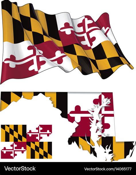 State of maryland - map waving flat flag Vector Image