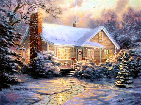 The Christmas Cottage - 2007 by Thomas Kinkade 18x24 Gallery Proof G/P ...