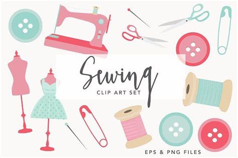 Sewing & Dressmaking Graphics Graphics This cute sewing/dressmaking clipart set includes 15 ...