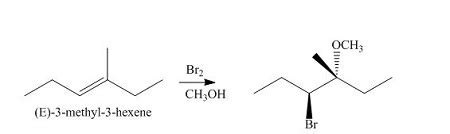 what is the expected major product resulting from treatment of (E)-3-methyl-3-hexene with Br2 in ...