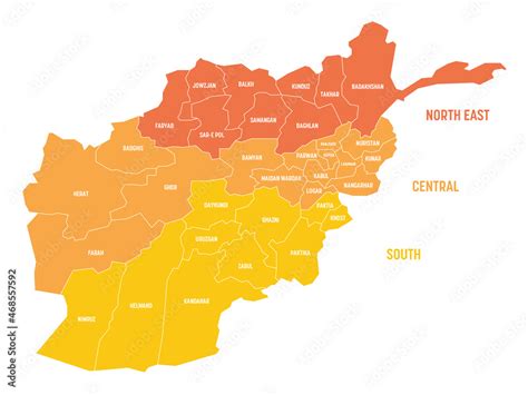 Afghanistan - regional map of provinces Stock Vector | Adobe Stock