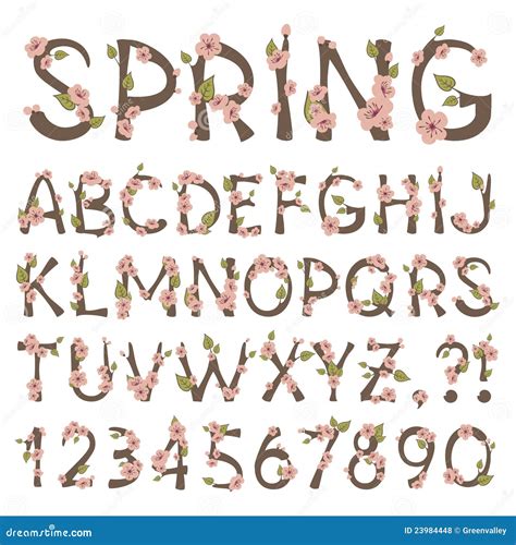 Spring Alphabet stock vector. Illustration of nature - 23984448