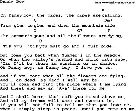 Top 1000 Folk and Old Time Songs Collection: Danny Boy - Lyrics with Chords and PDF