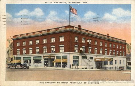 View of Hotel Marinette, WI Postcard