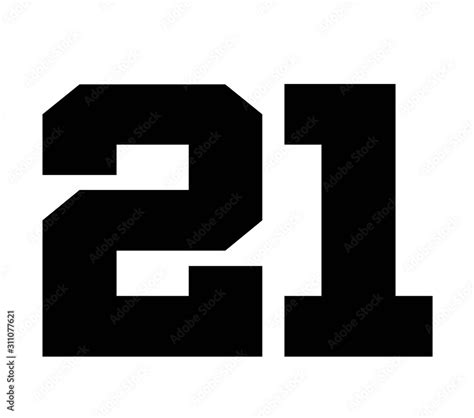 21,Classic Vintage Sport Jersey Number, Uniform numbers in black as fat ...