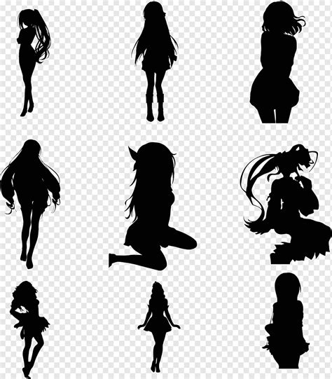 Anime girl silhouette, png | PNGWing