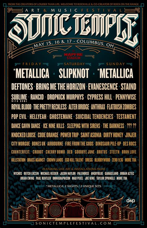 Sonic Temple Announces 2020 Lineup With Metallica, Slipknot, Deftones