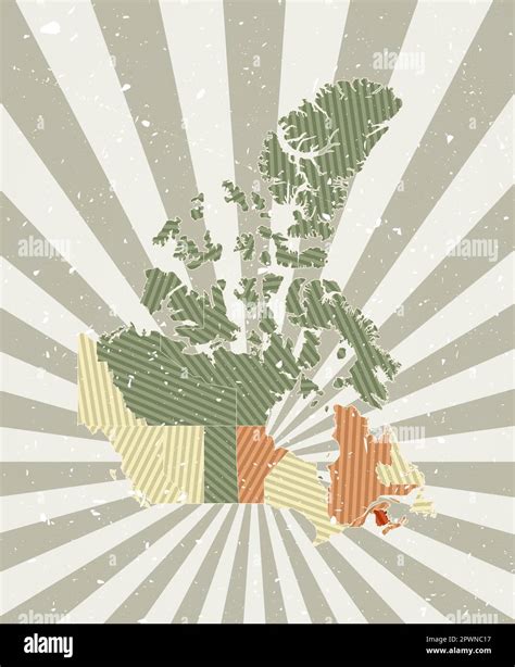 Canada vintage map. Grunge poster with map of the country in retro ...