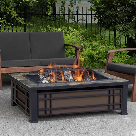 Real Flame Hamilton 43-Inch Rectangle Wood Burning Fire Pit - Black - 946-NST : BBQGuys