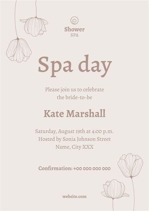 Elegante invitación de spa de despedida de soltera floral en 2024 ...