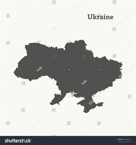 Outline Map Ukraine Isolated Vector Illustration Stock Vector (Royalty ...