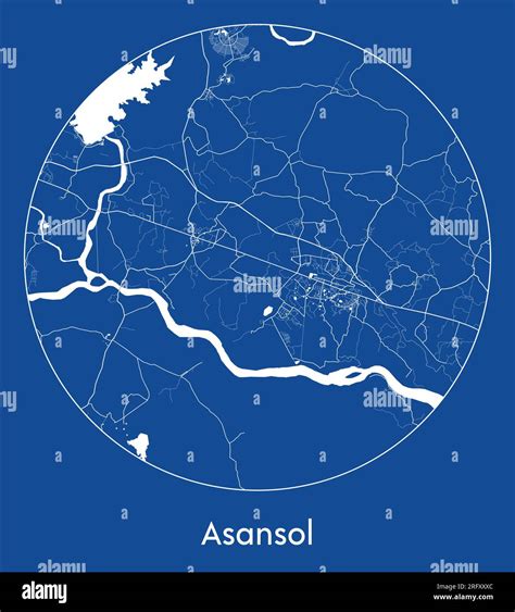 City Map Asansol India Asia blue print round Circle vector illustration ...