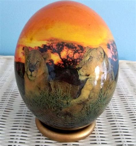 Decorated Ostrich Egg Decoupaged and Hand Painted African - Etsy | Eggs for sale, Egg art ...