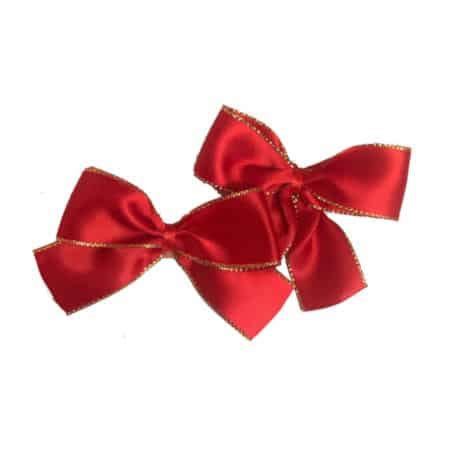 Ready Made Satin Bows (7cm x 5cm) Red with Gold Edges - Pack of 10 ...