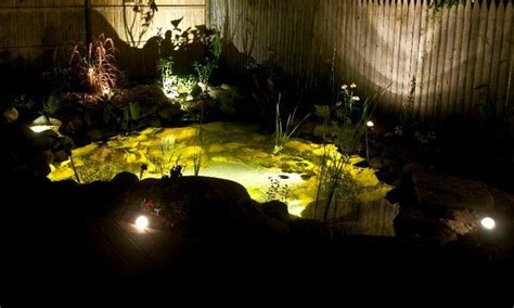 Pond at Night | Pond lights, Water features, Pond