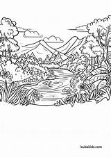Nature Landscape coloring  BubaKidscom sketch template