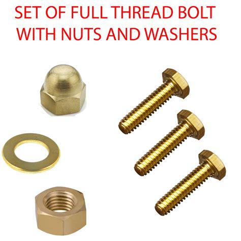 BRASS Sets Bolts Nuts and Washers Full Thread Bolts 933 Sizes M4 M5 M6 ...