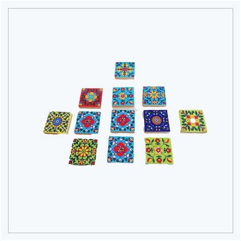 Blue Pottery Tiles Set of 12 - Indyhaat