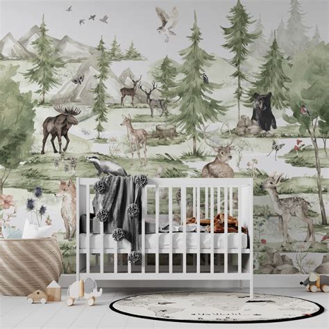 Woodland Wallpapers : Munks and Me in 2022 | Woodland wallpaper, Nursery wallpaper, Woodland mural