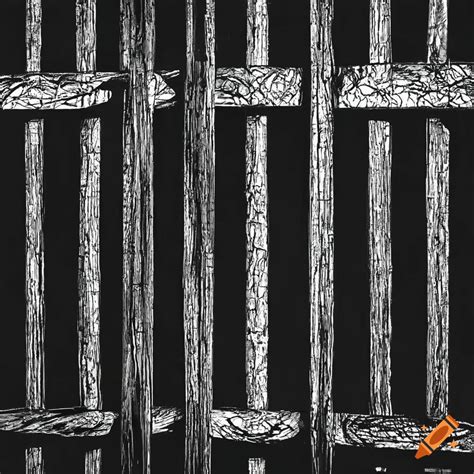 Abstract black and white art with prison bars on Craiyon