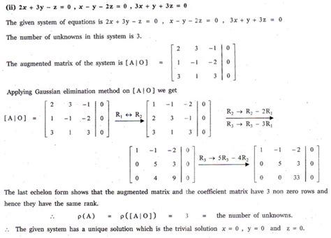 Exercise 1.7: Matrix: Homogeneous system of linear equations - Problem Questions with Answer ...