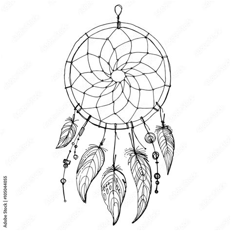 Dreamcatcher, Set of ornaments, feathers and beads. Native american ...