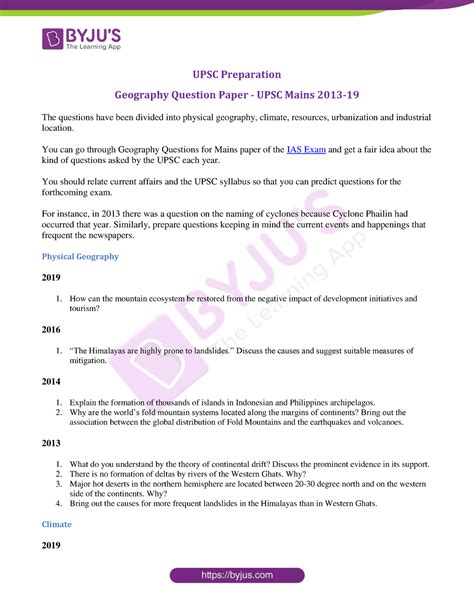 Geography Questions of UPSC Mains - UPSC Preparation Geography Question ...