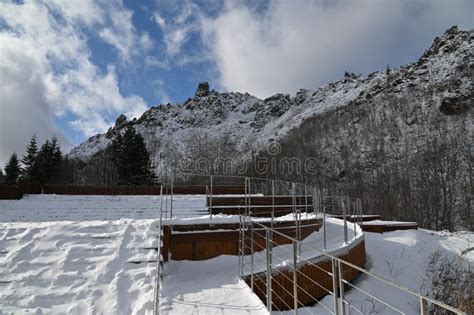 Lake Toya during Winter Season Stock Image - Image of ropeway, island ...