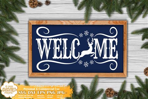 Christmas Welcome Sign SVG | Reindeer Svg Silhouette - DIDIKO designs