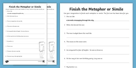 Finish the Metaphors and Similes worksheet (teacher made)